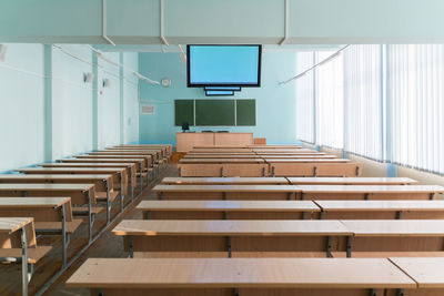 Empty chairs and tables