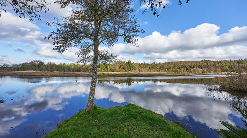 Scenic view of lake against sky