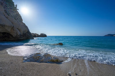 Scenic view of sea against clear sky