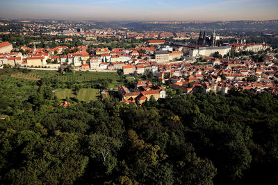 High angle view of townscape against sky