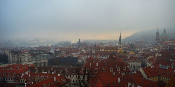 Prague cityscape against sky