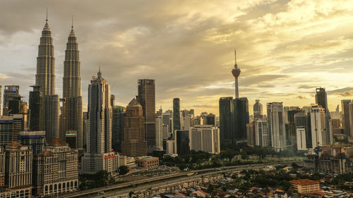 View of skyscrapers in city against sky