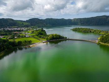 Scenic view of lake against sky