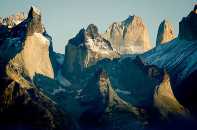 Panoramic view of snowcapped mountains against sky