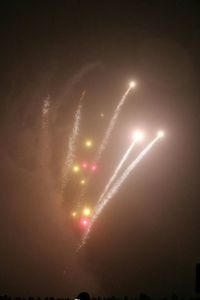 Low angle view of firework display at night