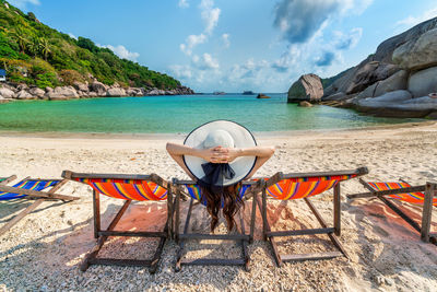 Scenic view of beach against sky