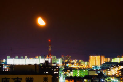 Illuminated city at night