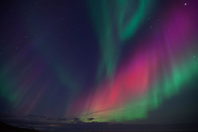 Scenic view of rainbow against sky at night