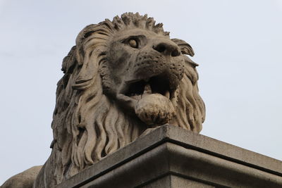 Low angle view of statue against clear sky