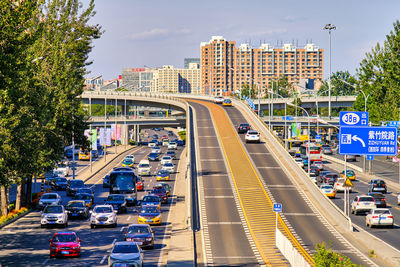 High angle view of traffic on city street