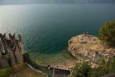 High angle view of sea against sky