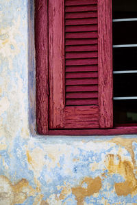 Close-up of window of old building