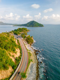 High angle view of sea against sky