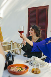 Female friends having meal