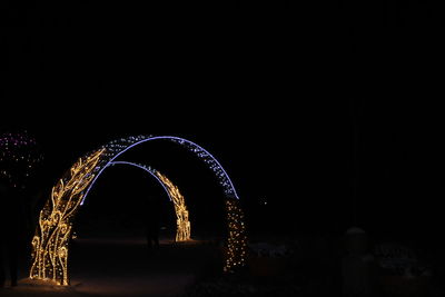Illuminated ferris wheel at night