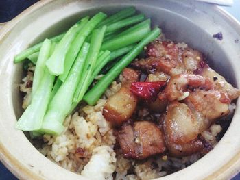 Close-up of meal served in plate