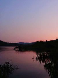 Scenic view of lake at sunset