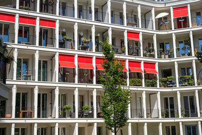 Facade of a modern apartment complex seen in berlin, germany