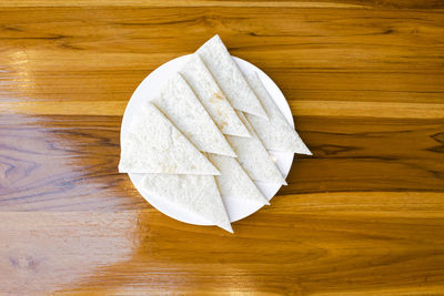 High angle view of bread on table