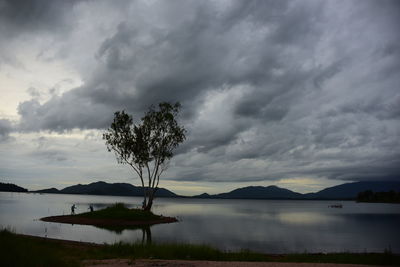 Scenic view of lake against sky