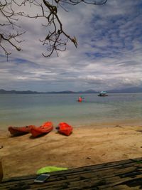 Scenic view of seascape against cloudy sky