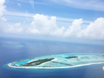 Aerial view of sea against sky