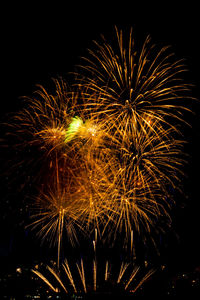 Low angle view of firework display at night