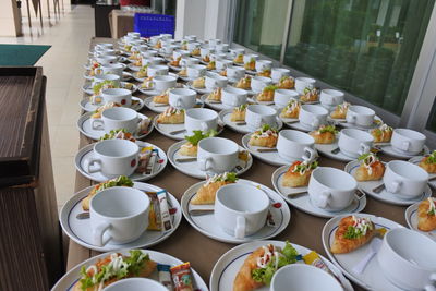 High angle view of food on table