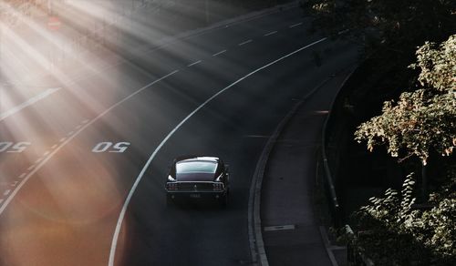 Car moving on road in city