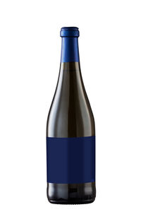Glass of bottle against white background