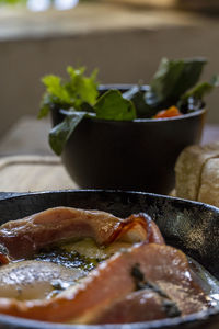 Close-up of food in plate on table