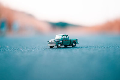 Close-up of toy car on table