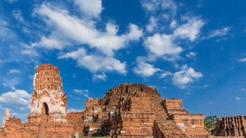 Low angle view of old ruins against sky