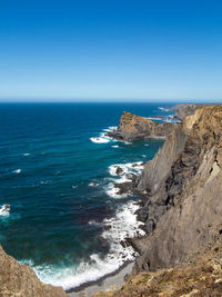 Scenic view of sea against clear sky