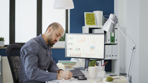 Businessman working at office