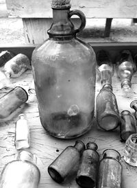Close-up of bottles on shelf