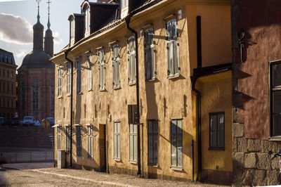 Low angle view of old building against sky