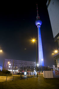 Illuminated tower at night