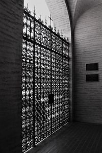 Building seen through open door