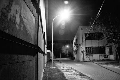 Illuminated street light at night