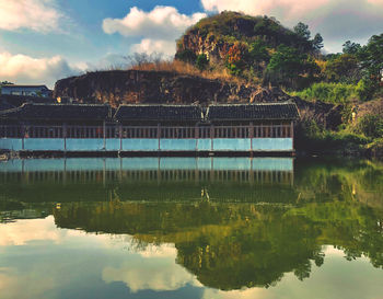 Scenic view of lake against sky