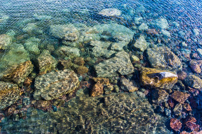 Full frame shot of rocks in water