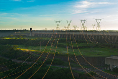 Power lines coming out from itaipu hydroelectric dam