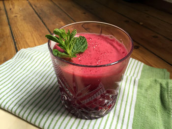 High angle view of ice cream on table