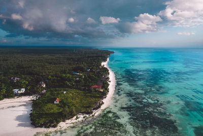 Aerial view of beach against sky