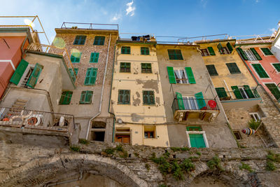 Low angle view of residential building against sky