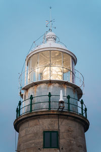 Low angle view of lighthouse against clear sky