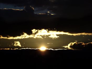 Scenic view of silhouette mountains against sky during sunset