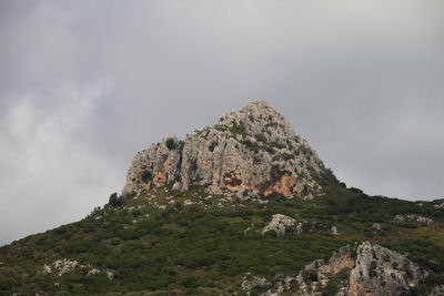 Low angle view of rock formation against sky