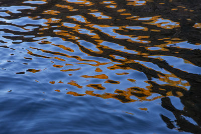 High angle view of reflection in lake